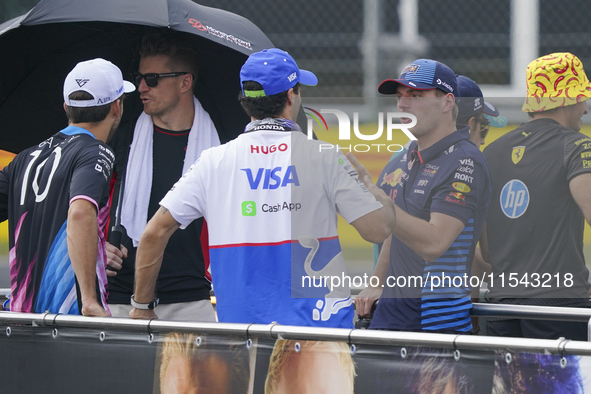 Max Verstappen participates in the driver parade during the race of the Formula 1 Pirelli Gran Premio d'Italia 2024 in Monza, Italy, on Sept...