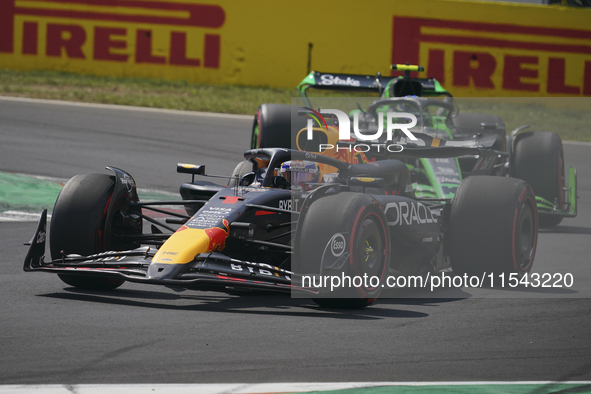 Max Verstappen of the Netherlands drives the Oracle Red Bull Racing RB20 Honda RBPT during the race of the Formula 1 Pirelli Gran Premio d'I...