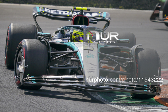 Lewis Hamilton of the UK drives the (44) Mercedes-AMG Petronas F1 Team F1 W15 E Performance Mercedes during the race of the Formula 1 Pirell...