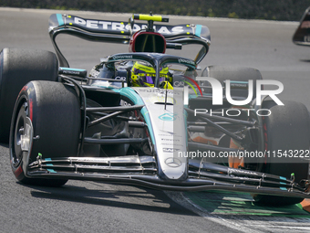 Lewis Hamilton of the UK drives the (44) Mercedes-AMG Petronas F1 Team F1 W15 E Performance Mercedes during the race of the Formula 1 Pirell...