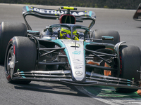 Lewis Hamilton of the UK drives the (44) Mercedes-AMG Petronas F1 Team F1 W15 E Performance Mercedes during the race of the Formula 1 Pirell...