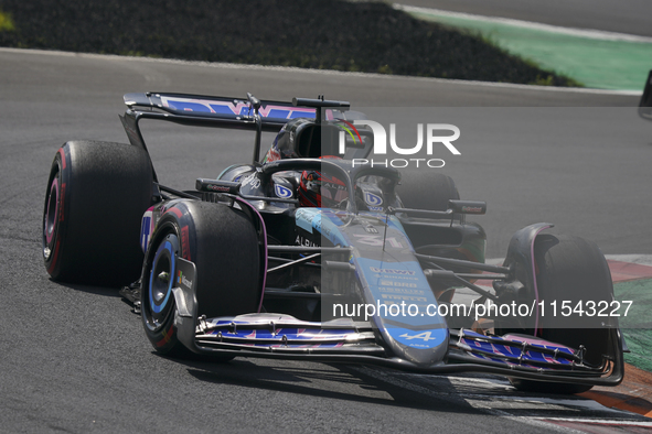 Esteban Ocon of France drives the (31) BWT Alpine F1 Team A524 Renault during the race of the Formula 1 Pirelli Gran Premio d'Italia 2024 in...