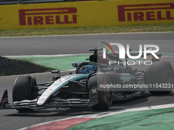 George Russell of the UK drives the (63) Mercedes-AMG Petronas F1 Team F1 W15 E Performance Mercedes during the race of the Formula 1 Pirell...