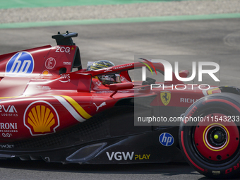 Charles Leclerc of Monaco drives the (16) Scuderia Ferrari SF-24 Ferrari during the race of the Formula 1 Pirelli Gran Premio d'Italia 2024...