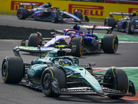 Fernando Alonso of Spain drives the (14) Aston Martin Aramco Cognizant F1 Team AMR24 Mercedes during the race of the Formula 1 Pirelli Gran...