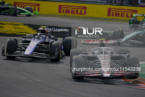 Nico Hulkenberg of Germany drives the (27) MoneyGram Haas F1 Team VF-24 Ferrari during the race of the Formula 1 Pirelli Gran Premio d'Itali...