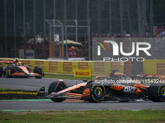 Oscar Piastri of Australia drives the (81) McLaren F1 Team MCL38 Mercedes during the race of the Formula 1 Pirelli Gran Premio d'Italia 2024...