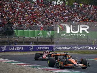 Oscar Piastri of Australia drives the (81) McLaren F1 Team MCL38 Mercedes during the race of the Formula 1 Pirelli Gran Premio d'Italia 2024...