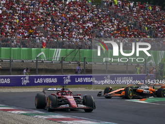 Charles Leclerc of Monaco drives the (16) Scuderia Ferrari SF-24 Ferrari during the race of the Formula 1 Pirelli Gran Premio d'Italia 2024...