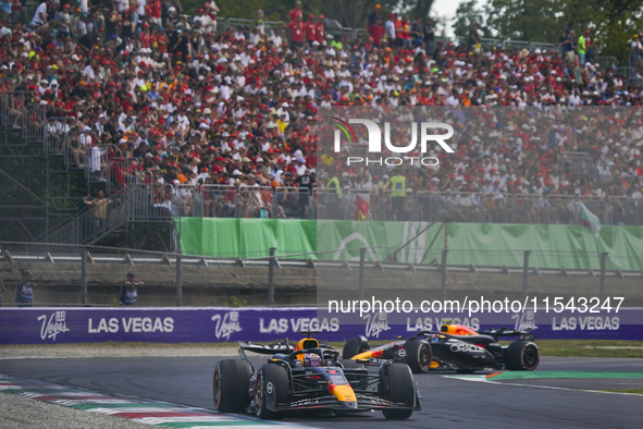 Max Verstappen of the Netherlands drives the Oracle Red Bull Racing RB20 Honda RBPT during the race of the Formula 1 Pirelli Gran Premio d'I...