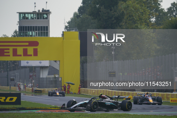 Lewis Hamilton of the UK drives the (44) Mercedes-AMG Petronas F1 Team F1 W15 E Performance Mercedes during the race of the Formula 1 Pirell...