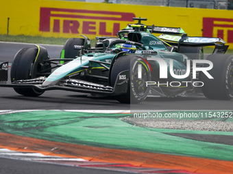 Fernando Alonso of Spain drives the (14) Aston Martin Aramco Cognizant F1 Team AMR24 Mercedes during the race of the Formula 1 Pirelli Gran...