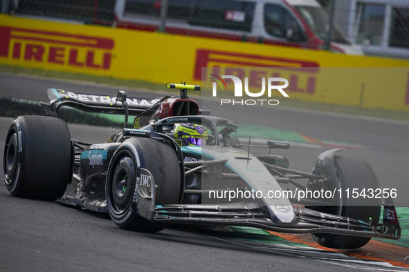 Lewis Hamilton of the UK drives the (44) Mercedes-AMG Petronas F1 Team F1 W15 E Performance Mercedes during the race of the Formula 1 Pirell...