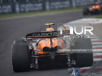 Lando Norris of the UK drives the (4) McLaren F1 Team MCL38 Mercedes during the race of the Formula 1 Pirelli Gran Premio d'Italia 2024 in M...