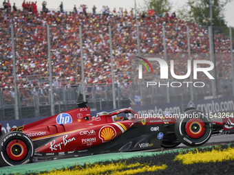 Charles Leclerc of Monaco drives the (16) Scuderia Ferrari SF-24 Ferrari during the race of the Formula 1 Pirelli Gran Premio d'Italia 2024...