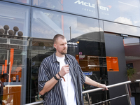 Kristaps Porzingis, NBA Boston Celtics player, during the race of the Formula 1 Pirelli Gran Premio d'Italia 2024 in Monza, Italy, on Septem...