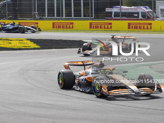 Lando Norris of the UK drives the (4) McLaren F1 Team MCL38 Mercedes during the race of the Formula 1 Pirelli Gran Premio d'Italia 2024 in M...