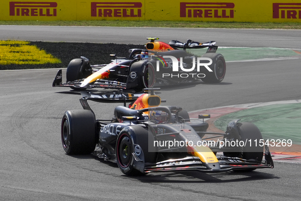 Max Verstappen of the Netherlands drives the Oracle Red Bull Racing RB20 Honda RBPT during the race of the Formula 1 Pirelli Gran Premio d'I...