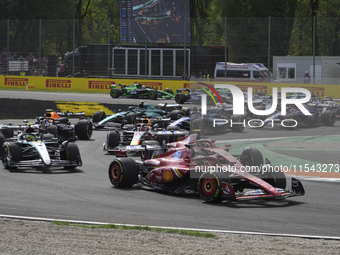 Charles Leclerc of Monaco drives the (16) Scuderia Ferrari SF-24 Ferrari during the race of the Formula 1 Pirelli Gran Premio d'Italia 2024...