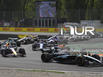 Lewis Hamilton of the UK drives the (44) Mercedes-AMG Petronas F1 Team F1 W15 E Performance Mercedes during the race of the Formula 1 Pirell...