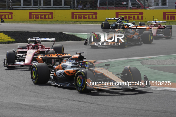 Oscar Piastri of Australia drives the (81) McLaren F1 Team MCL38 Mercedes during the race of the Formula 1 Pirelli Gran Premio d'Italia 2024...