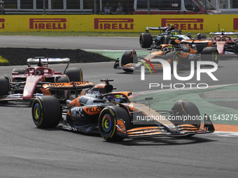 Oscar Piastri of Australia drives the (81) McLaren F1 Team MCL38 Mercedes during the race of the Formula 1 Pirelli Gran Premio d'Italia 2024...