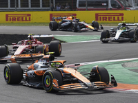 Lando Norris of the UK drives the (4) McLaren F1 Team MCL38 Mercedes during the race of the Formula 1 Pirelli Gran Premio d'Italia 2024 in M...