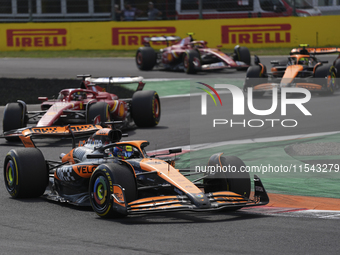 Oscar Piastri of Australia drives the (81) McLaren F1 Team MCL38 Mercedes during the race of the Formula 1 Pirelli Gran Premio d'Italia 2024...