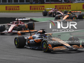 Oscar Piastri of Australia drives the (81) McLaren F1 Team MCL38 Mercedes during the race of the Formula 1 Pirelli Gran Premio d'Italia 2024...