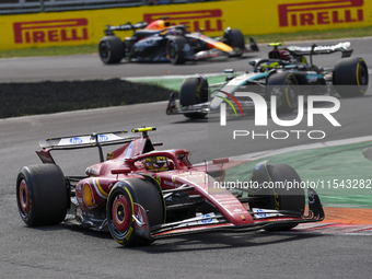 Carlos Sainz Jr. of Spain drives the (55) Scuderia Ferrari SF-24 Ferrari during the race of the Formula 1 Pirelli Gran Premio d'Italia 2024...