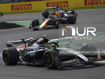 Lewis Hamilton of the UK drives the (44) Mercedes-AMG Petronas F1 Team F1 W15 E Performance Mercedes during the race of the Formula 1 Pirell...