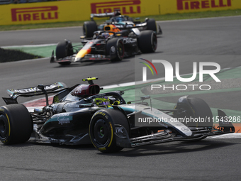 Lewis Hamilton of the UK drives the (44) Mercedes-AMG Petronas F1 Team F1 W15 E Performance Mercedes during the race of the Formula 1 Pirell...