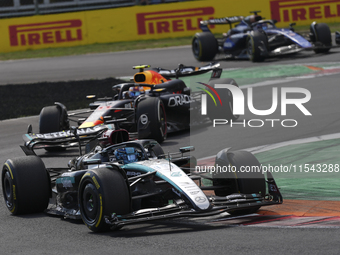 George Russell of the UK drives the (63) Mercedes-AMG Petronas F1 Team F1 W15 E Performance Mercedes during the race of the Formula 1 Pirell...