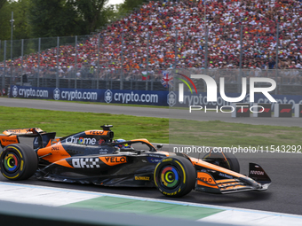 Oscar Piastri of Australia drives the (81) McLaren F1 Team MCL38 Mercedes during the race of the Formula 1 Pirelli Gran Premio d'Italia 2024...