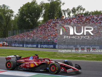 Charles Leclerc of Monaco drives the (16) Scuderia Ferrari SF-24 Ferrari during the race of the Formula 1 Pirelli Gran Premio d'Italia 2024...