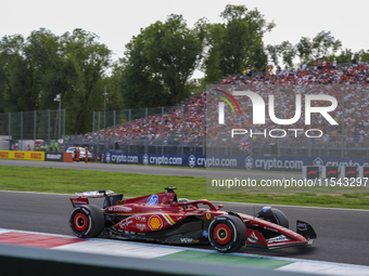 Charles Leclerc of Monaco drives the (16) Scuderia Ferrari SF-24 Ferrari during the race of the Formula 1 Pirelli Gran Premio d'Italia 2024...