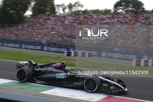 Lewis Hamilton of the UK drives the (44) Mercedes-AMG Petronas F1 Team F1 W15 E Performance Mercedes during the race of the Formula 1 Pirell...