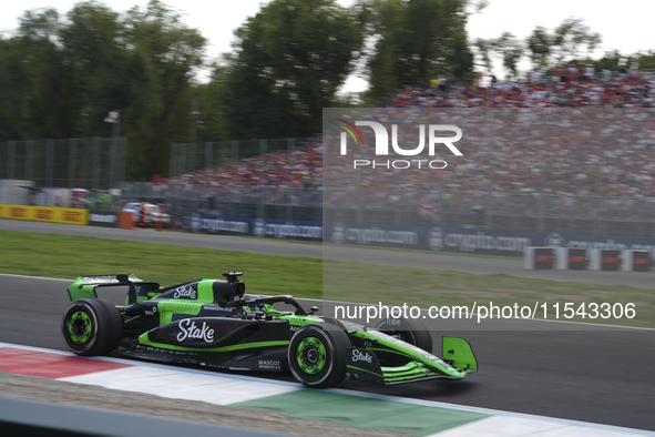 Valtteri Bottas of Finland drives the (77) Stake F1 Team Kick Sauber C44 Ferrari during the race of the Formula 1 Pirelli Gran Premio d'Ital...