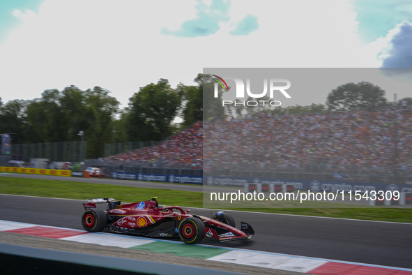 Carlos Sainz Jr. of Spain drives the (55) Scuderia Ferrari SF-24 Ferrari during the race of the Formula 1 Pirelli Gran Premio d'Italia 2024...