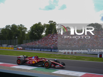 Carlos Sainz Jr. of Spain drives the (55) Scuderia Ferrari SF-24 Ferrari during the race of the Formula 1 Pirelli Gran Premio d'Italia 2024...