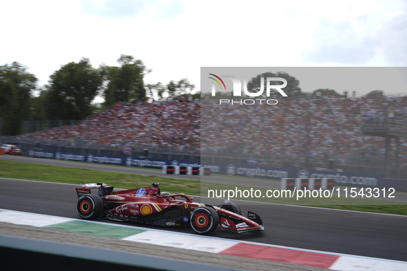 Charles Leclerc of Monaco drives the (16) Scuderia Ferrari SF-24 Ferrari during the race of the Formula 1 Pirelli Gran Premio d'Italia 2024...