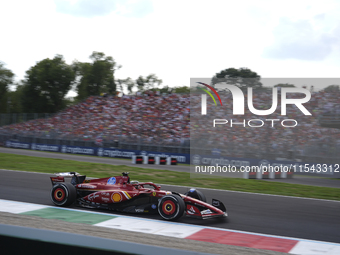 Charles Leclerc of Monaco drives the (16) Scuderia Ferrari SF-24 Ferrari during the race of the Formula 1 Pirelli Gran Premio d'Italia 2024...