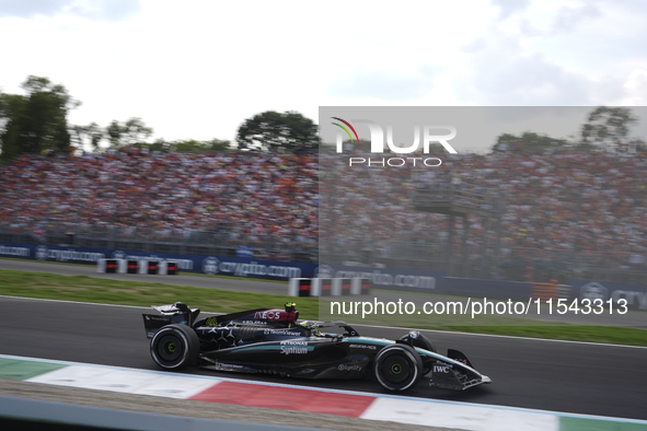 Lewis Hamilton of the UK drives the (44) Mercedes-AMG Petronas F1 Team F1 W15 E Performance Mercedes during the race of the Formula 1 Pirell...