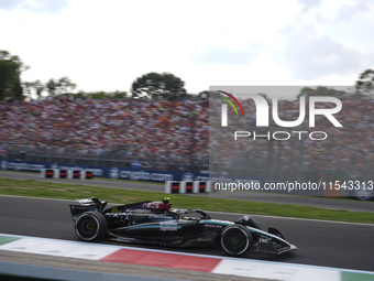 Lewis Hamilton of the UK drives the (44) Mercedes-AMG Petronas F1 Team F1 W15 E Performance Mercedes during the race of the Formula 1 Pirell...