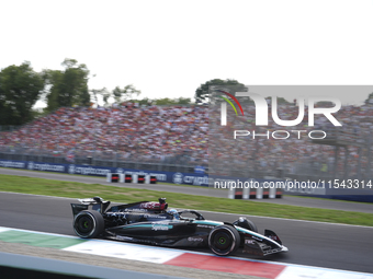 George Russell of the UK drives the (63) Mercedes-AMG Petronas F1 Team F1 W15 E Performance Mercedes during the race of the Formula 1 Pirell...