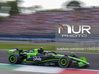 Guanyu Zhou of China drives the (24) Stake F1 Team Kick Sauber C44 Ferrari during the race of the Formula 1 Pirelli Gran Premio d'Italia 202...