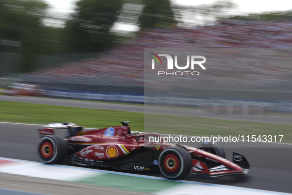 Charles Leclerc of Monaco drives the (16) Scuderia Ferrari SF-24 Ferrari during the race of the Formula 1 Pirelli Gran Premio d'Italia 2024...