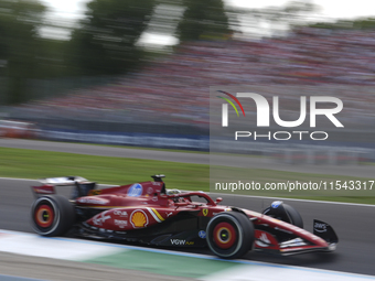 Charles Leclerc of Monaco drives the (16) Scuderia Ferrari SF-24 Ferrari during the race of the Formula 1 Pirelli Gran Premio d'Italia 2024...