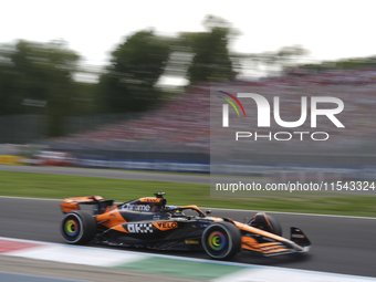 Oscar Piastri of Australia drives the (81) McLaren F1 Team MCL38 Mercedes during the race of the Formula 1 Pirelli Gran Premio d'Italia 2024...