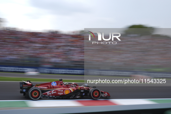 Charles Leclerc of Monaco drives the (16) Scuderia Ferrari SF-24 Ferrari during the race of the Formula 1 Pirelli Gran Premio d'Italia 2024...